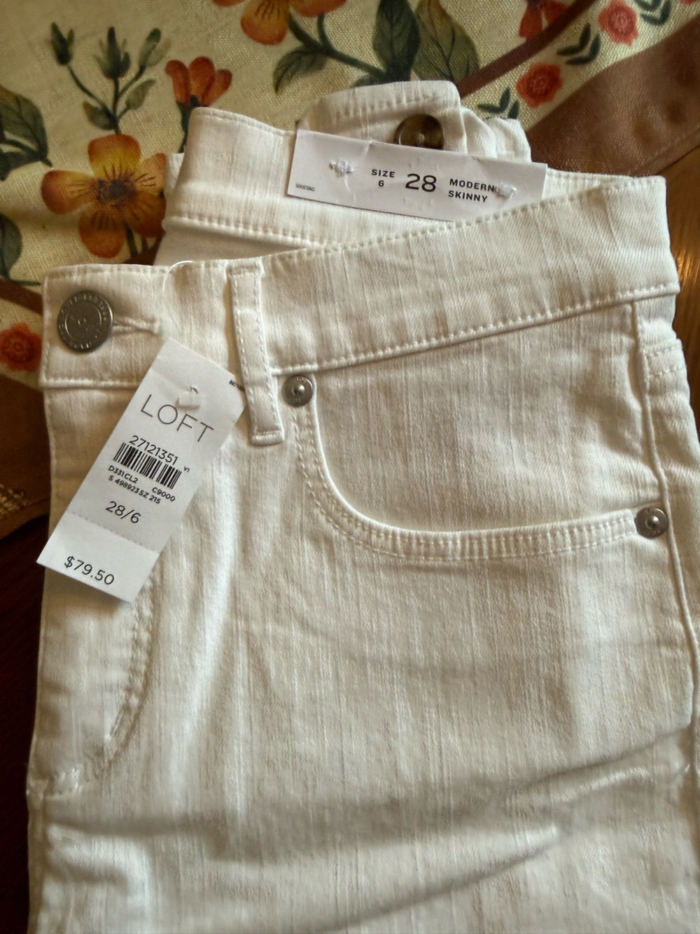 LOFT White Modern Skinny sailor jeans